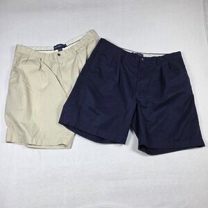 Vtg Polo Golf Pleated Twill Shorts‎ Lot (2) Men's Sz 40 Beige/Navy 90's Y2K